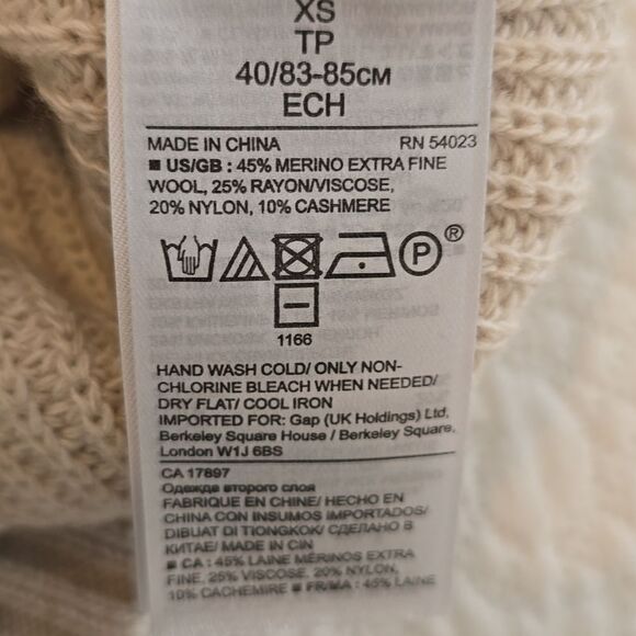 Banana Republic Filpucci Merino Wool Cashmere Blend Tan Turtle Neck Sweater xs - Picture 7 of 7